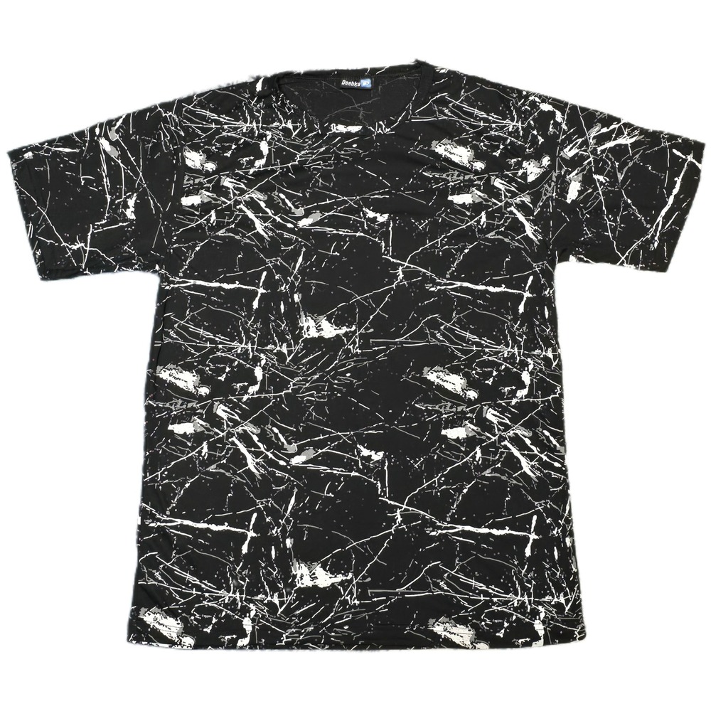 Deebka Abstract Splatter Graphic TShirt Mens LG Black White Excellent Cotton (B)